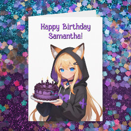 アニメの少女とドラゴン ハッピーバースデー カード
