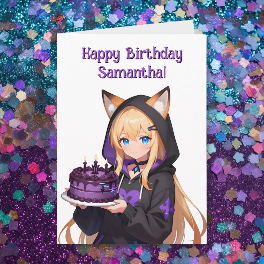 アニメの少女とドラゴン ハッピーバースデー カード