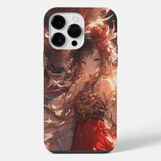 アニメの少女とドラゴン iPhoneケース (裏面)