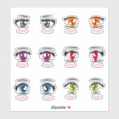 アニメの少女の目 シール (シート)