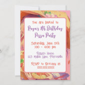 アニメの少女の誕生日ピザパーティー 招待状 (裏面)