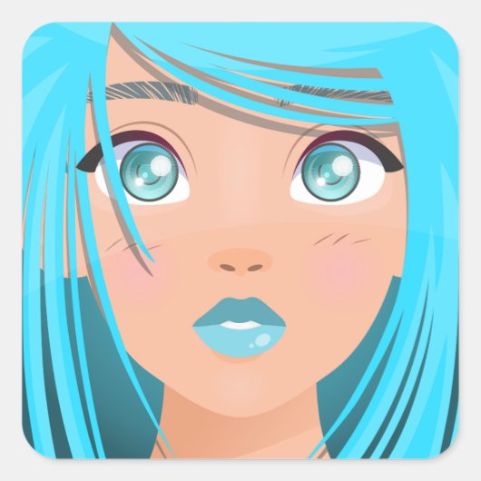 アニメの少女 スクエアシール (正面)