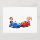 アニメの少年と少女がバンパーカーに乗っている ポストカード (正面)