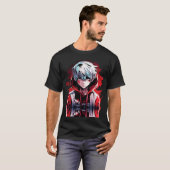 アニメの怒り: 怒れる若者デザイン Tシャツ (正面フル)