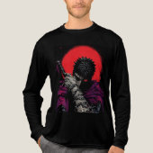 アニメの戦士 赤い月の剣を抱くアート トライブレンドＴシャツ (正面)