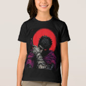 アニメの戦士 赤い月の剣を抱くアート トライブレンドＴシャツ (正面)