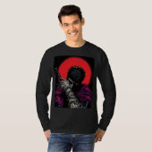 アニメの戦士 赤い月の剣を抱くアート Tシャツ (正面フル)