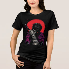 アニメの戦士 赤い月の剣を抱く 艦 トライブレンドＴシャツ