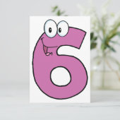 アニメの数字6 かわいいパープルのスマイルマーク６ 招待状 (スタンド正面)