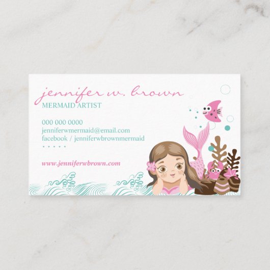 アニメの海のピンクの人魚 名刺 (裏面)