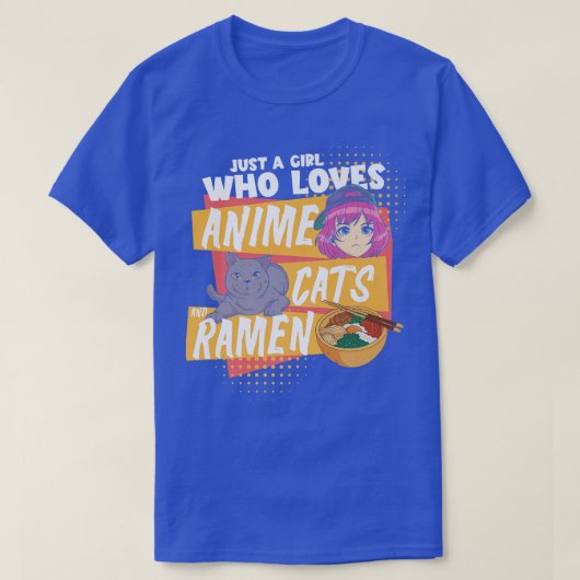 アニメの猫と Tシャツ (デザイン正面)