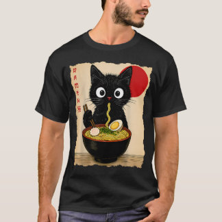 アニメの猫ラーメン 和風 ねこ おもしろグッズ Tシャツ