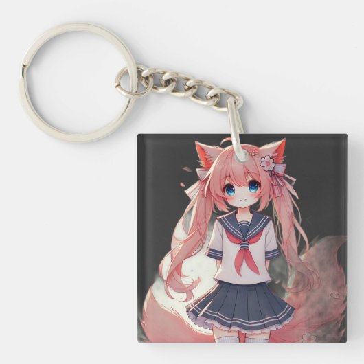 アニメの猫娘 キーホルダー (正面)