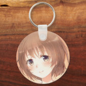 アニメの甘い茶色の髪の女の子キーチェーン キーホルダー (正面)