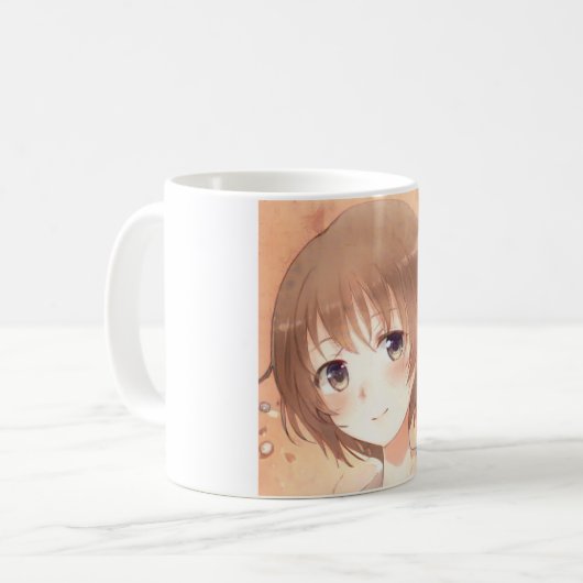 アニメの甘い茶色の髪の少女 コーヒーマグカップ (正面左)