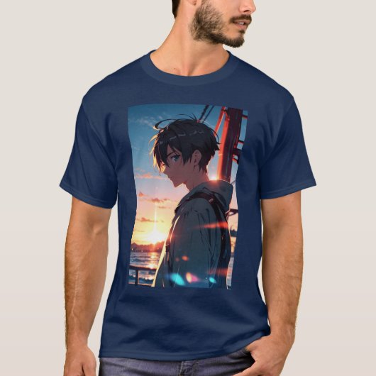 アニメの男性キャラクター ギフト Tシャツ (正面)