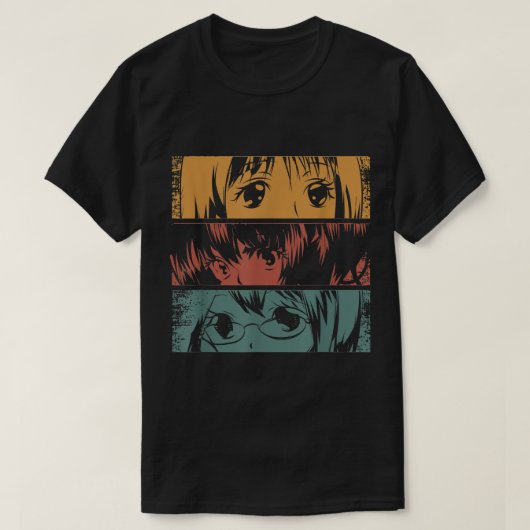 アニメの目 レトロな美意識デザイン Tシャツ (デザイン正面)