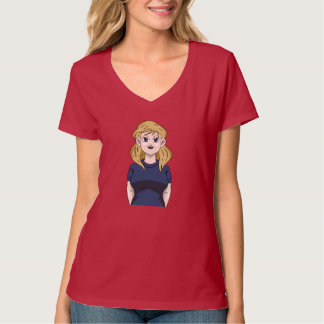 アニメの肖像画 美しい かわいい ロング ブロンド ヘア ガール Tシャツ