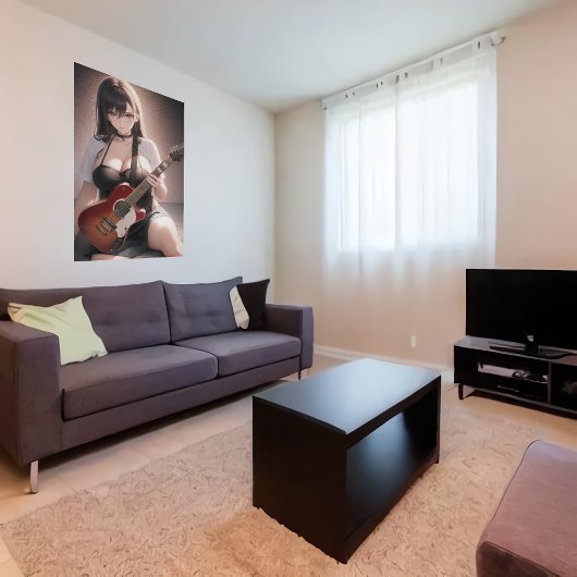 アニメの若いレディーギタープレーヤー | AIアートポスター ポスター