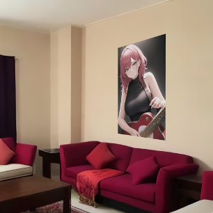 アニメの若遊女のギター AIアートポスター ポスター