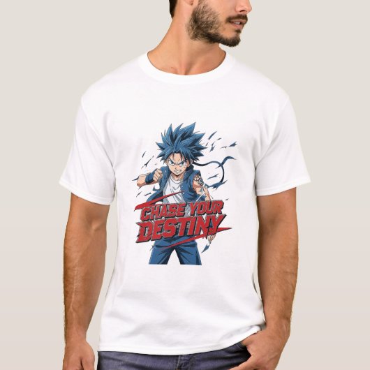 アニメの英雄「運命を追え」グラフィック Tシャツ (正面)