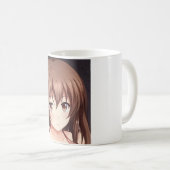 アニメの茶色い髪の女の子の茶色の目 コーヒーマグカップ (正面右)