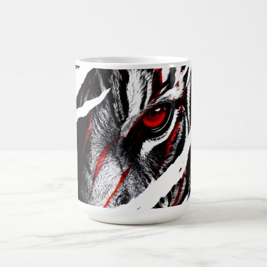 アニメの虎の目が傷跡から覗く コーヒーマグカップ (中央)