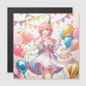 アニメの誕生日  マグネット招待状 (正面/裏面)