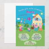 アニメの豚のテーマの招待状。子供の誕生日パーティー。 招待状 (正面/裏面)