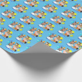 アニメの農家動物カワイパーソナライズされたト誕生日 ラッピングペーパー (角)