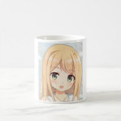 アニメの金髪の少女の緑の目 コーヒーマグカップ (中央)
