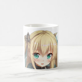 アニメの金髪の少女 エメラルドグリーンの目 コーヒーマグカップ