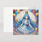 アニメの青い女の子の誕生日パーティーの招待状 招待状 (正面/裏面)