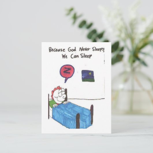 アニメの面白い教会の看板が描かれたポストカード ポストカード (スタンド正面)