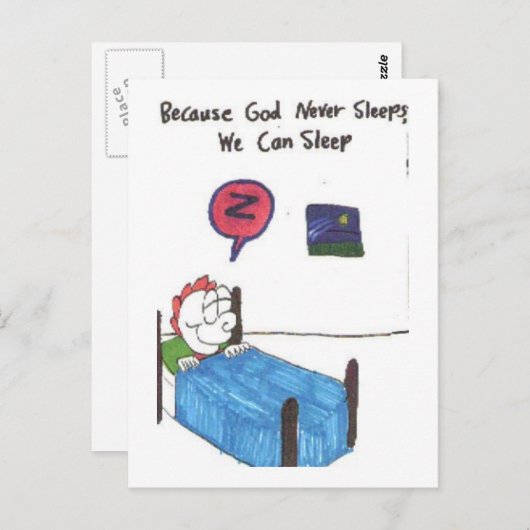 アニメの面白い教会の看板が描かれたポストカード ポストカード (正面/裏面)