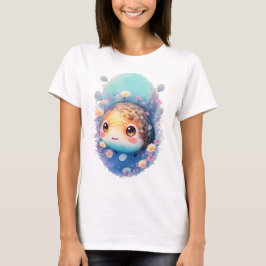 アニメふぐのガーデン かわいい水彩グラフィック Tシャツ