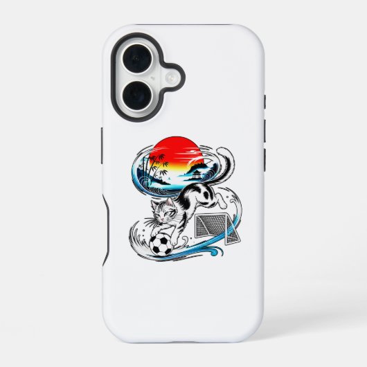 アニメやアートが好きなあなたに、日本のサッカー猫プロテクター iPhone 16ケース (裏面)