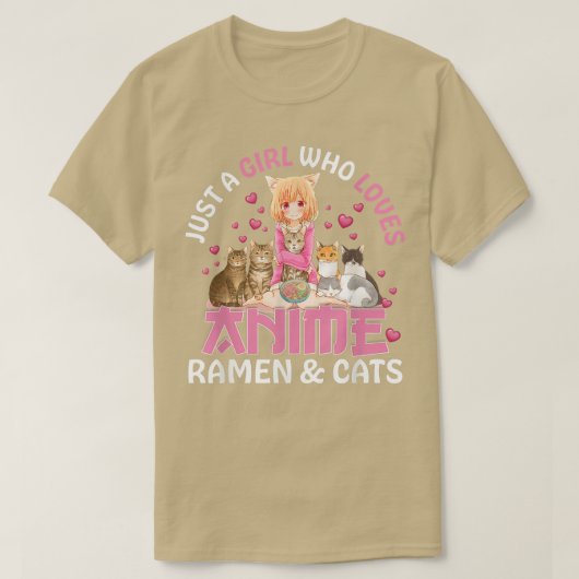 アニメやキャットジャパンが大好きな女の子 Tシャツ (デザイン正面)