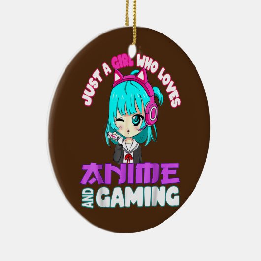 アニメやゲームを愛する女の子チビ(小さくかわいく書いた感じ) セラミックオーナメント (右)