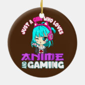 アニメやゲームを愛する女の子チビ(小さくかわいく書いた感じ) セラミックオーナメント (裏面)