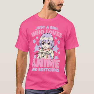 アニメやスケッチが大好きな女の子だけかわいい Tシャツ