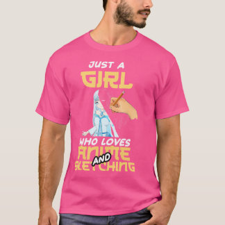 アニメやスケッチが大好きな女の子だけのスケッチ Tシャツ