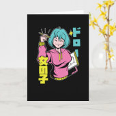 アニメやスケッチが大好きな女の子 カード (黄色い花)