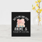 アニメやスケッチが大好きな女の子 カード (黄色い花)