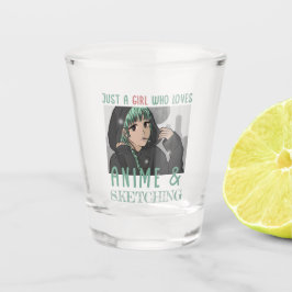 アニメやスケッチが大好きな女の子 ショットグラス