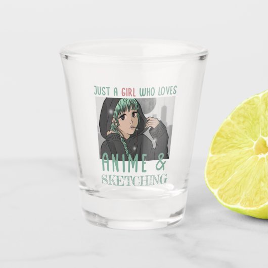 アニメやスケッチが大好きな女の子 ショットグラス (正面)