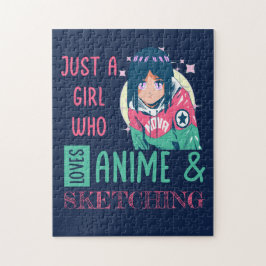アニメやスケッチが大好きな女の子 ジグソーパズル
