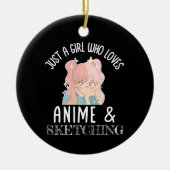 アニメやスケッチが大好きな女の子 セラミックオーナメント (正面)