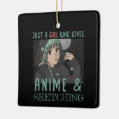 アニメやスケッチが大好きな女の子 セラミックオーナメント (左)