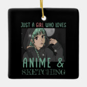 アニメやスケッチが大好きな女の子 セラミックオーナメント (正面)